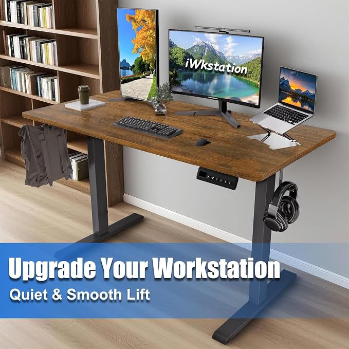 Whole Piece Standing Desk with Wheels Adjustable Height- Mobile Stand up Desk with Lockable Casters, Portable Sit Stand Desks Electric for Home & Office Workstation - Image 9