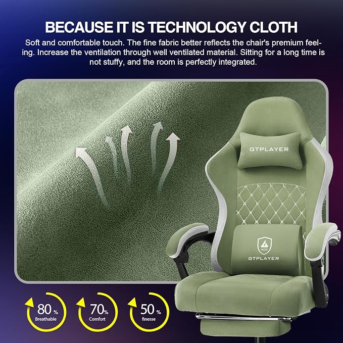 GTPLAYER Gaming Chair, Computer Office Chair with Pocket Spring Cushion, Linkage Armrests and Footrest, High Back Ergonomic Computer Chair with Lumbar Support Task Chair with Footrest - Image 7