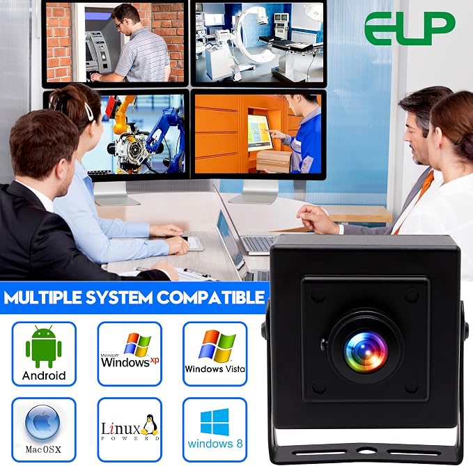 ELP Mini Aluminum Black Case USB Security Camera with 170degree Wide Angle Fisheye Lens USB2.0 Lightburn Camera for Home Security and Machine Vision System,9.9ft/3m Cable for PC, Laptop, Jetson Nano - Image 6