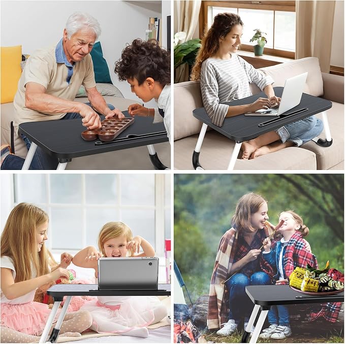 Zapuno Laptop Bed Desk, Foldable Laptop Tray Table with Tablet Slot, Lapdesk Laptop Stand for Bed Portable Standing Table for Bed Couch Floor - Image 5