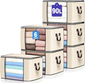 90L Large Storage Bags, 6 Pack Clothes Storage Bins Closet Organizers | Foldable Storage Containers, with Reinforced Handle, for Clothing, Blanket, Comforters, Bed Sheets, Pillows and Toys by BuddingJoy-BuildaJoyfulLifeforYou