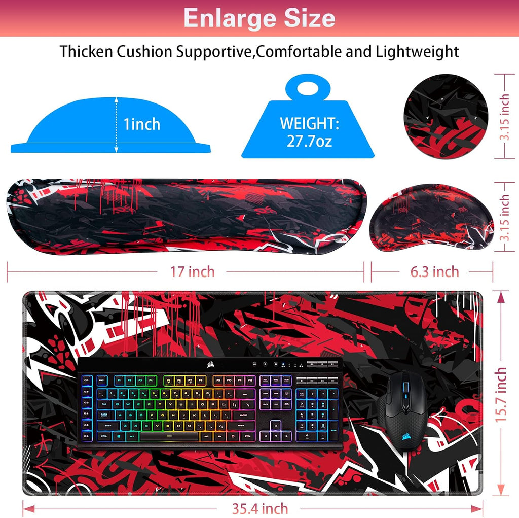 Canjoy Desk Mat with Keyboard and Mouse, Desk Pad with Wrist Rest Support - Image 6