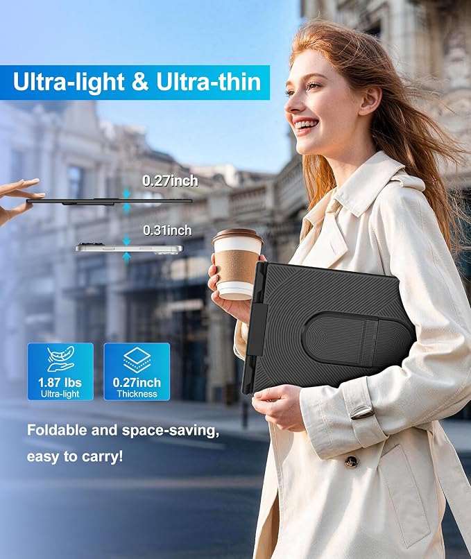 14.2" Laptop Screen Extender, 1.87lb Ultra-Thin Portable Monitor for Laptop | 1080P FHD IPS Display, Lightweight Travel Monitor for 14"-17.3" Laptops, Plug & Play, Compatible with Mac/Chrome/Wins/Android - Image 3