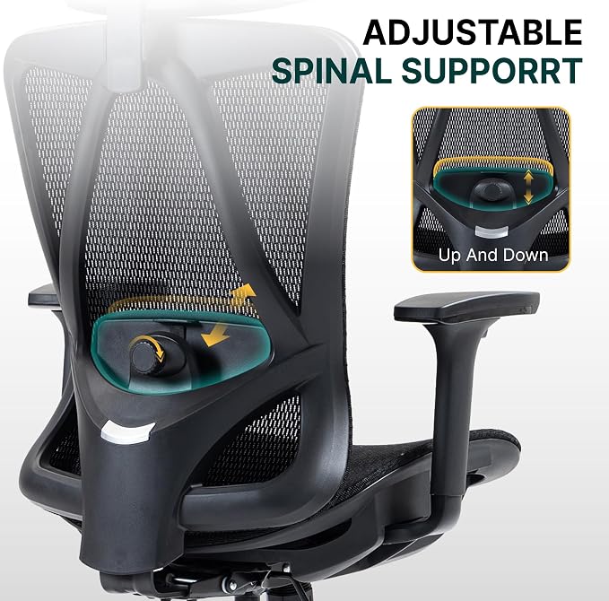 Ergonomic Mesh Office Chair, 3D Adjustable Armrests Desk Chair with 360° Swivel Silent Casters, 90°-120° Reclining Backrest Adjustable Gaming Chair for Home Office - Image 6