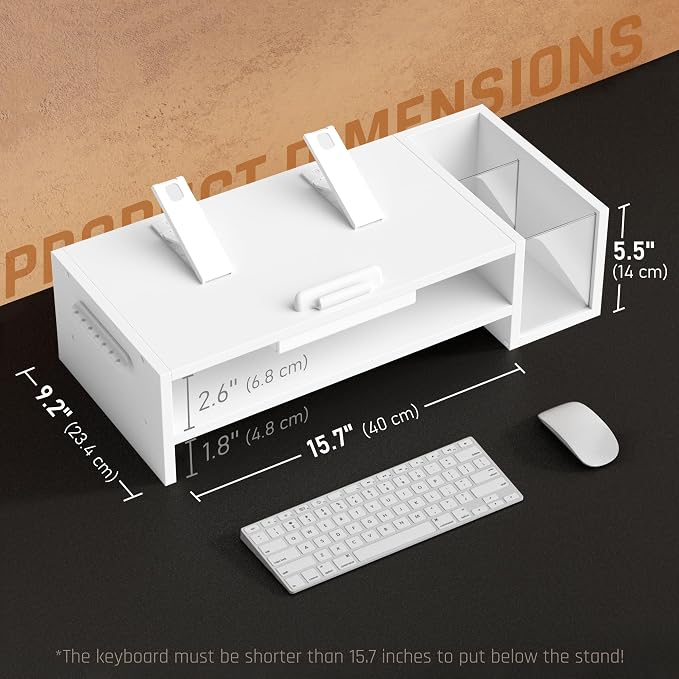AFOOYO Adjustable Wood Laptop Stand, Ergonomic Height & Angle Computer Riser with Pen Holder – Compatible with MacBook Air/Pro, Dell, HP, Lenovo & 10-17.3" Notebooks – White - Image 7