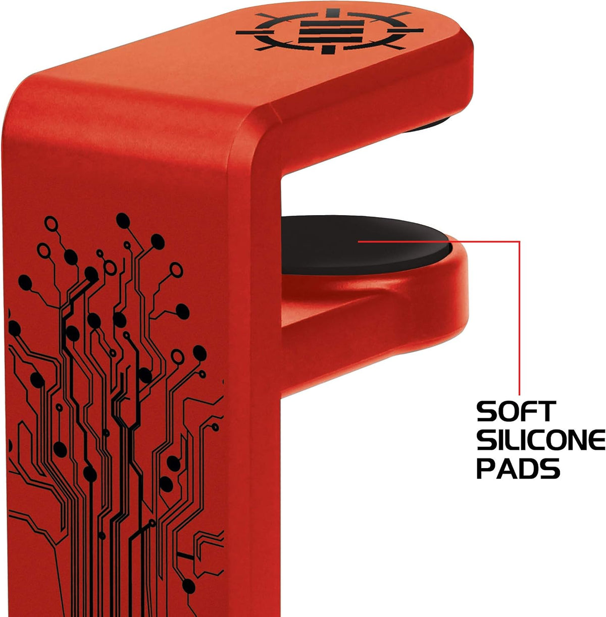 ENHANCE PC Gaming Headphone Holder - Desk Headphone Hanger Esports Headset Holder with Adjustable 360 Rotation, Under Desk Hook Clamp, Universal Fit - Built in Cable Clip Organizer - Red - Image 9