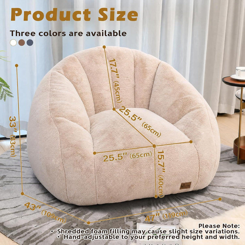 Giant Bean Bag Chair for Adults, Teens and Kids, Cozy Fluffy Corduroy Beanbag Chair with Filler, Large Floor Lounge Sofa for Living Room, Bedroom, Dorm, Gaming and Reading(XL-Brown) - Image 2
