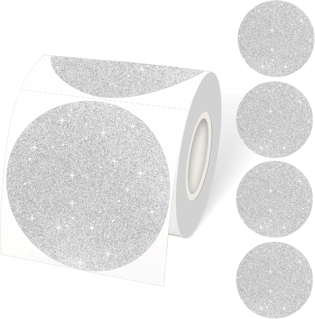 STARLIBOO 3 Inch Holographic Labels, Circle Direct Thermal Labels Stickers, Self-Adhesive Round Printer Labels for DIY Logo Design (Holographic Shiny Silver) by STARLIBOO