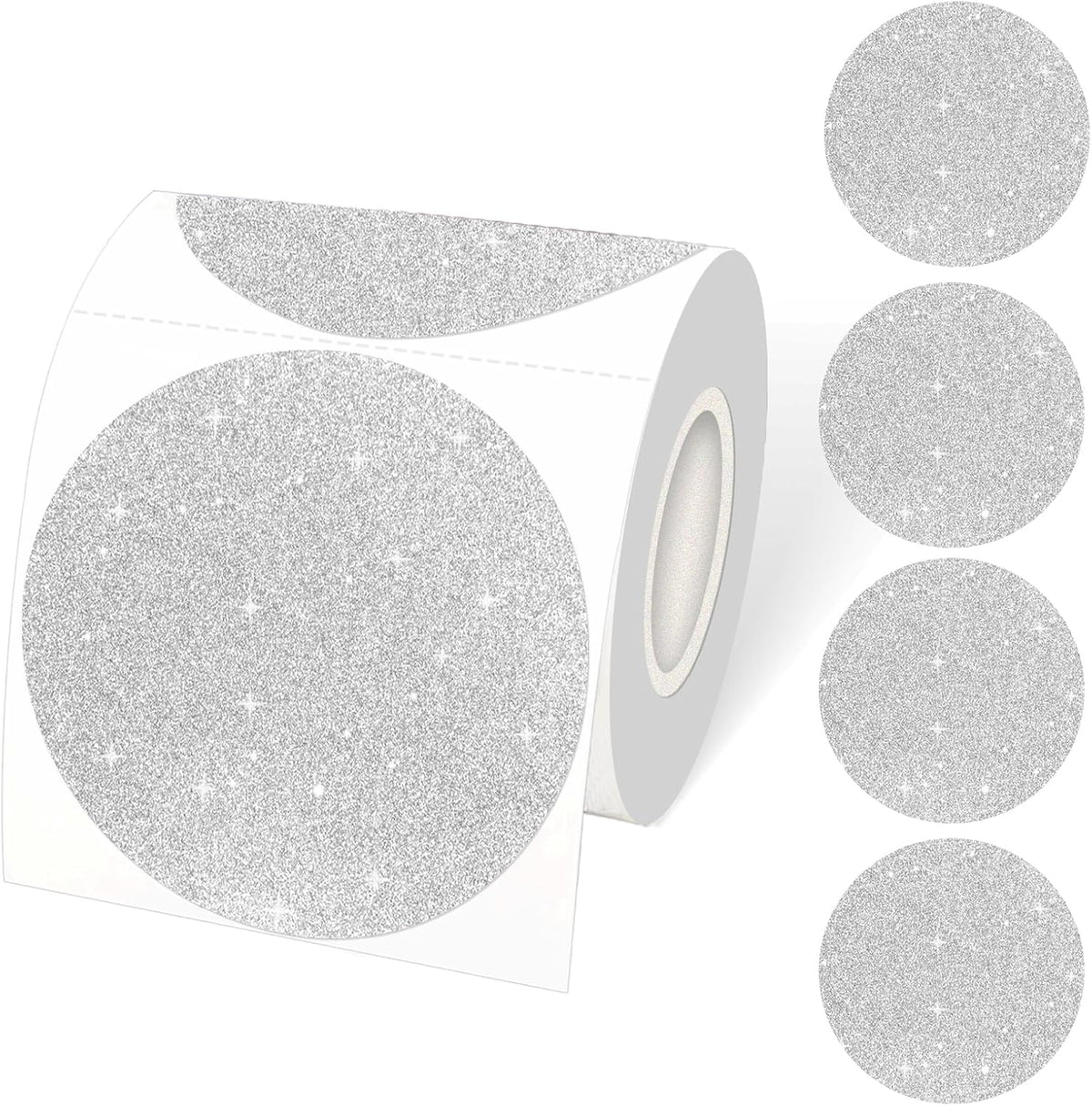 STARLIBOO 3 Inch Holographic Labels, Circle Direct Thermal Labels Stickers, Self-Adhesive Round Printer Labels for DIY Logo Design (Holographic Shiny Silver) by STARLIBOO