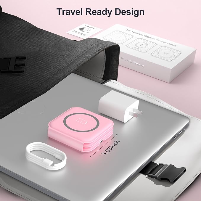 3 in 1 Charging Station for Multple Devices,Foldable 3 in 1 Wireless Charger for Travel,Nano Wireless Charging Station for iPhone16 15 14 13 12 Pro Max/Watch 10 9 8 7 6 5 4 3 Ultra/AirPod Pro - Image 7