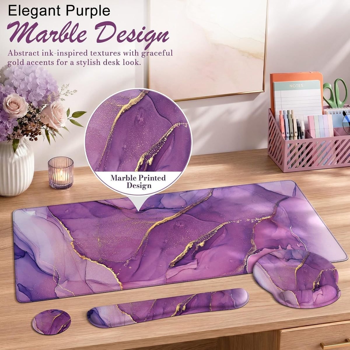 iCasso Purple Keyboard Mat 35.4"x15.7", Desk Blotter for Workspace - Image 4