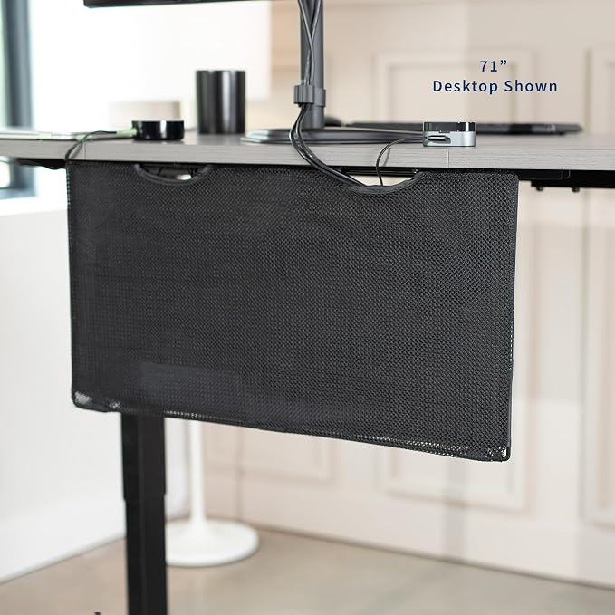 VIVO Black 30 inch Under Desk Privacy and Cable Management Organizer Sleeve, Wire Hider Kit Panel System, DESK-SKIRT-30 - Image 2