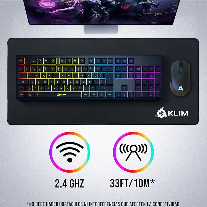 KLIM Chroma Wireless Spanish (España) Keyboard, RGB Backlit Wireless Keyboard, Rechargeable Battery, Quiet, Water-Resistant, Plug & Play for PC, Mac, PS4/PS5 - Image 6