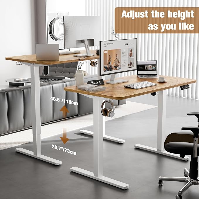 43"x24" Standing Desk, Height Adjustable Sit-Stand Home Office | Electric Adjustable Standing Desk, Sit to Stand Computer Office Desk with Splice Board, Memory Preset, Lifts 28.7''-46.5" - Image 4