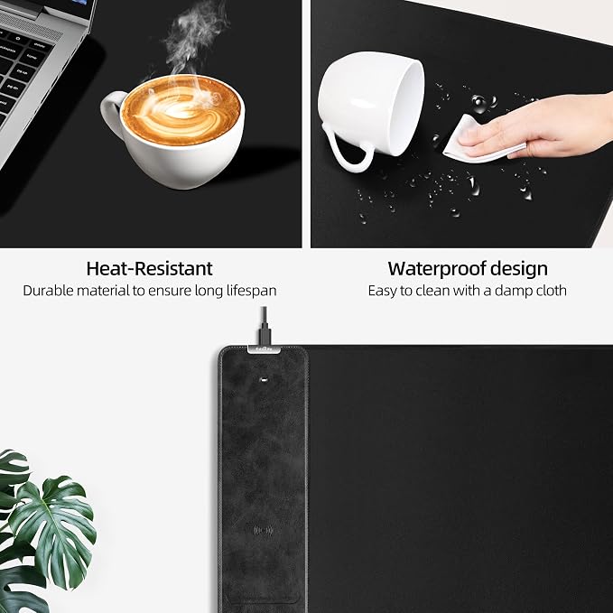Wireless Charging Mouse Pad, Gaming Mouse Pad with Ultra-Smooth Surface, 31.5”x15.75” Large Desk Mat, Non-Slip Rubber Base, Waterproof Computer Keyboard Pad for Gaming, MacBook, Laptop, Desk - Image 6