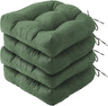 IPYNBAP Outdoor Chair Cushions Set of 4, Patio Chair Cushions with Ties, 19x19+5” Tufted Outdoor Seat Cushions, Waterproof Patio Furniture Cushions, Outdoor Dining Chair Pads, Forest Green by IPYNBAP