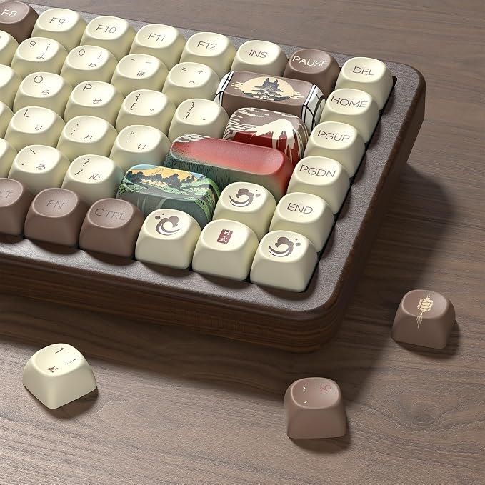 Womier 75% Wireless Creamy Keyboard with Wood Shell, QMK/VIA WD75 V2 | Retro Mechanical Gaming Keyboard 8000mAh Battery,Tri-Mode Custom Keyboard RGB Hot Swappable,MOA Japanese Keycap-Linear Switch - Image 7