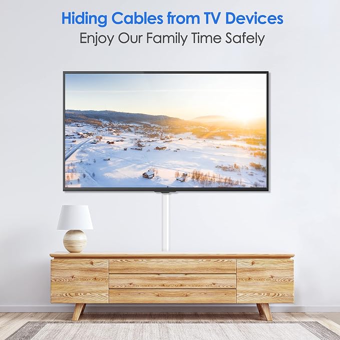 Yecaye TV Cord Hider, 125in Cord Cover, W1.18in H0.6in, White | Large Cable Hider, Wire Covers for 4 Cords, Cable Raceway Wire Hiders for TV on Wall, Cable Cover Cord Concealer - Image 7