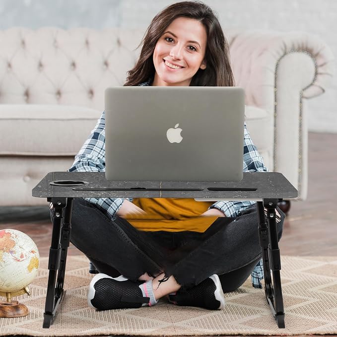 Lap Desk for Bed Adjustable Height with USB Port 23.6" x15.7" Desktop | Storage Drawer, Bookshelf, Fits 17" Laptop, For couch WFH Study, Foldable Non-Slip No Assembly Sturdy Lightweight DeepStone - Image 8