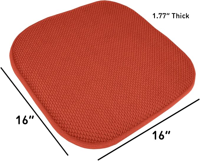 Sweet Home Collection Chair Cushion Memory Foam Pads Honeycomb Pattern Slip Non Skid Rubber Back Rounded Square 16" x 16" Seat Cover, 6 Pack, Rust - Image 4