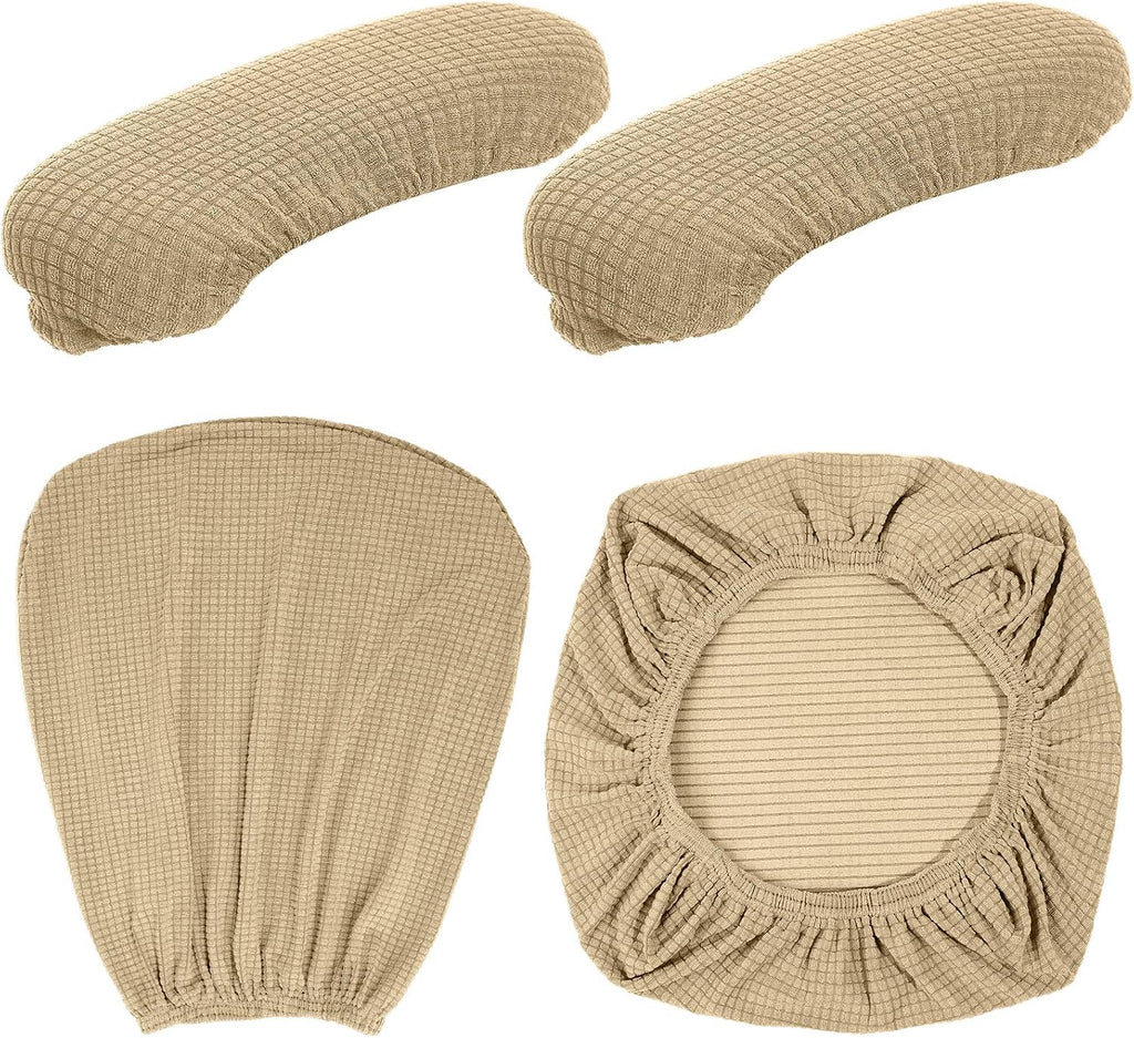 4 Pcs Office Chair Covers Stretchable Armrest Seat,XL,Camel - Image 7