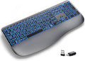 Hamile Large Print Wireless Backlit Keyboard for Windows, Gray | Rechargeable keyboard with quiet low-profile keys, 7-color backlight memory, full-size layout, and extra-large wrist rest by Hamile