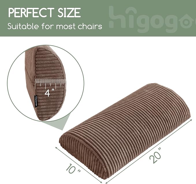 HIGOGOGO Lumbar Support Pillow for Recliner Chair/Accent Chair/Couch, Memory Foam Back Support Cushion for Elderly, Recliner Cushions for Back Rest, Pain Relief, Reading, Washable Cover, Brown - Image 3