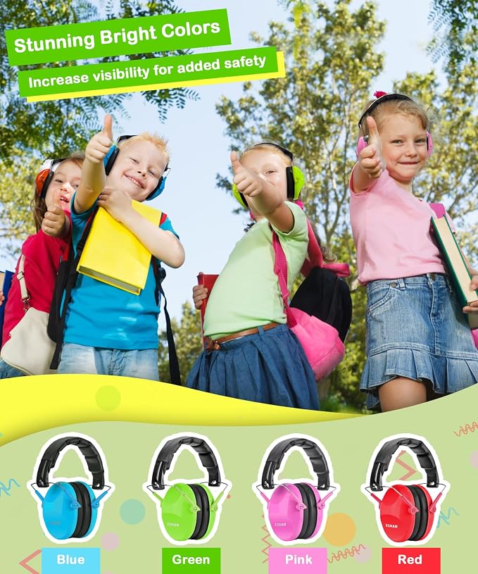 ZOHAN 032 Kids Noise Cancelling Headphones - 25dB NRR Kids Ear Protection, Hearing Protection Safety Ear Muffs for School Monster Truck Fireworks Traveling Studying Concerts Autism - Green - Image 6