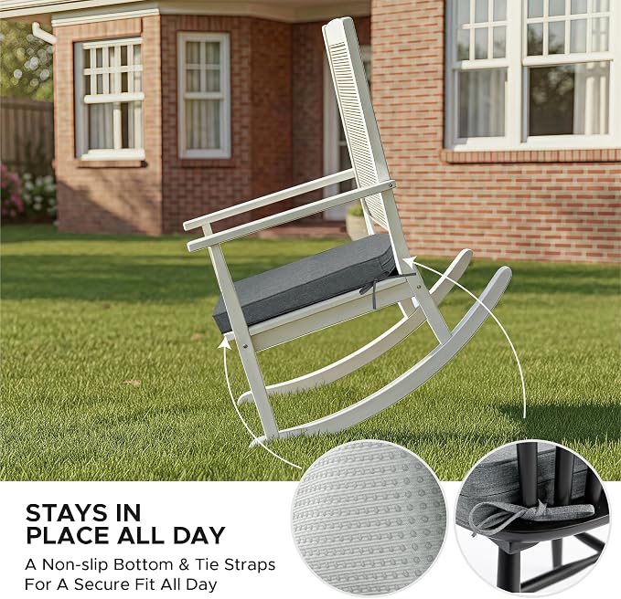 Outdoor Chair Cushions, D Shaped, Set of 6, 19 x 19 in, Light Grey | Fade-Resistant, Water-Resistant, Patio Furniture Seat Chair Pads Replacement, Non-Slip Bottom with Ties, Removable Cover - Image 5