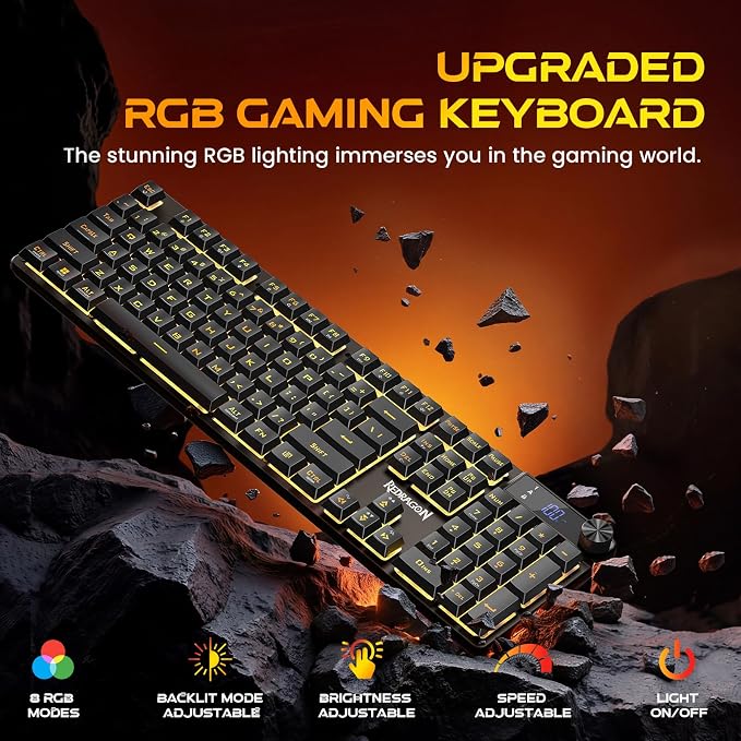 Redragon K521 Pro Wireless Gaming Keyboard with Screen | Mechanical Feeling, Tri-Mode BT/2.4G/USB-C, RGB Keyboard, 12 Multimedia Keys, Programmable Software, Full-size keyboard - Image 5