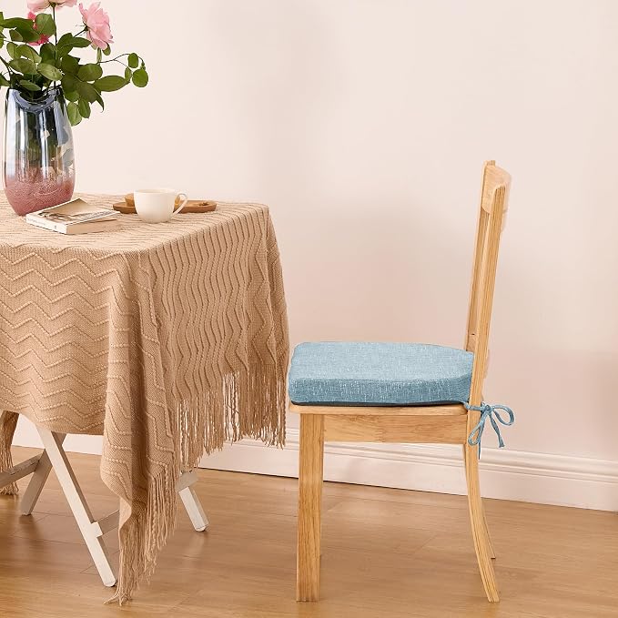IPYNBAP Chair Cushions for Dining Chairs, Kitchen Chair Cushions, 16'' x 16'' x 2'', Non Slip Indoor Seat Cushions, Chair Pads for Dining Chairs with Ties & Removable Cover, Set of 4, Light Blue - Image 7