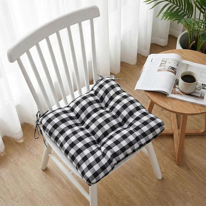 Geetery 8 Pack Chair Cushions, 16" x 15",Black and White,Plaid - Image 6