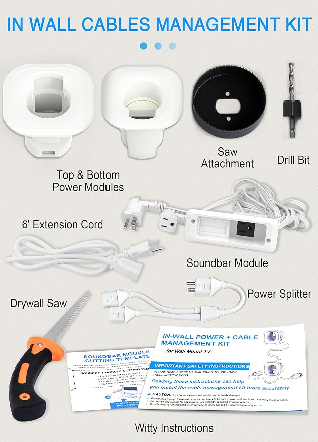 in-Wall Cable Management Kit for TV & Soundbar with Hole Saw Kit - Image 7