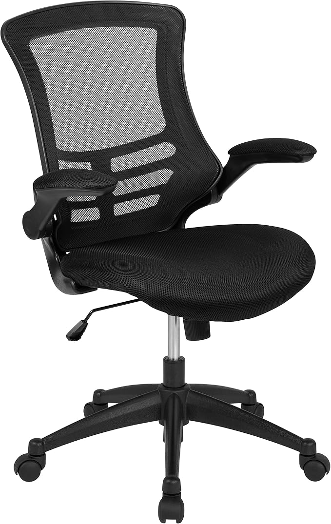 Flash Furniture Set of 4 Mid-Back Swivel Ergonomic Task Office Chairs with Flip-Up Arms, Black Mesh | Flip-up Arms, Mid-Back, Mesh Back - Image 3