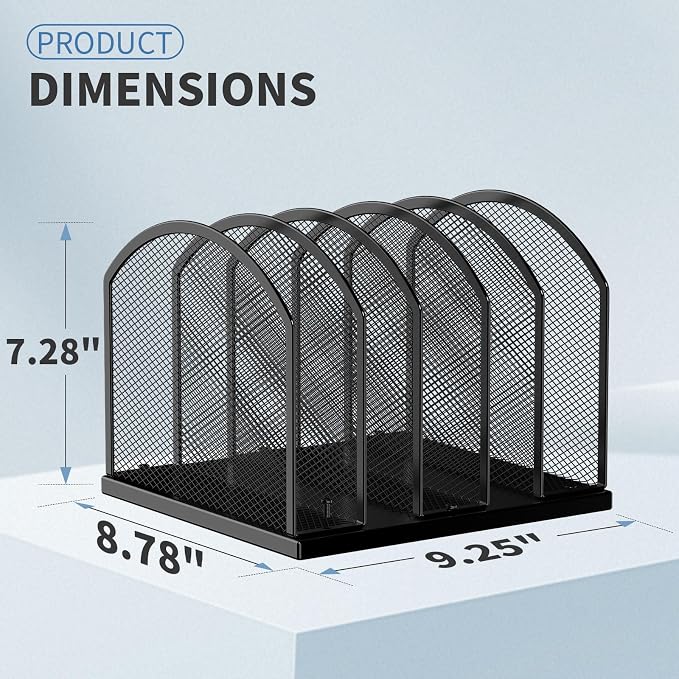 Gawerk 5-Section Vertical Desktop Organizer, 5-Section Mesh File Folder Stand Sorter for Office Home Classroom Organization - Image 2