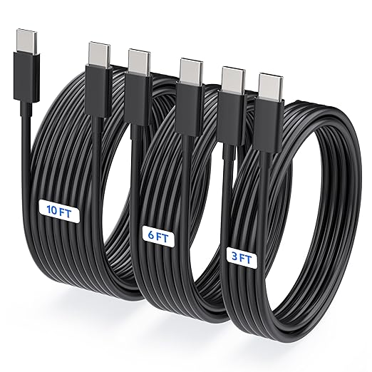 3-Pack USB C to USB C Fast Charging Cable for Samsung Charger Cord | Type C to C Charging Cord, (100W 10ft/5A, 60W 3ft/6ft), Compatible with Samsung Galaxy S26,S25, S24, S23,iPhone 17/16/15 by TZBAY