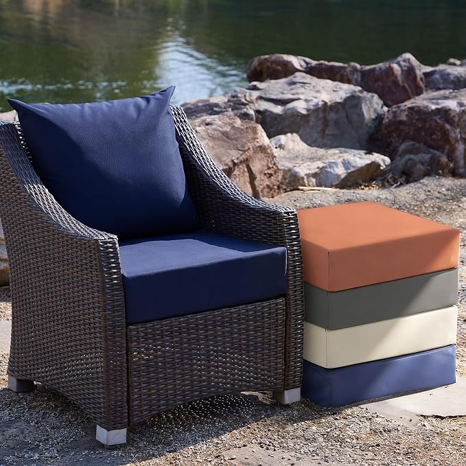 Outdoor Cushions for Patio Furniture, Outdoor Seat Cushion Set 24 x 24 x 5.75 in, Waterproof & Fade Resistant Outdoor Chair Cushions, Patio Cushion with Removable Cover, Set of 2, Navy Blue - Image 8