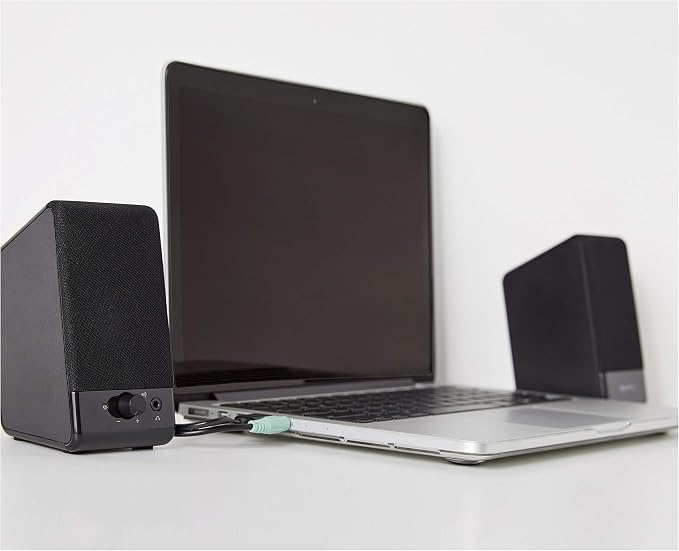 Amazon Basics USB-Powered Computer Speakers with Volume Control for Desktop or Laptop PC, Compact Size, Headphone Jack, Portable, Plug-N-Play, Black - Image 8