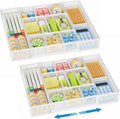 Marbrasse Expandable Desk Drawer Organizer, Mesh Drawer Organizer Tray with 10 Adjustable Compartments, Desk Organizers and Accessories for Office Supplies, Makeup & Vanity (Expandable White-2 pack) by Marbrasse