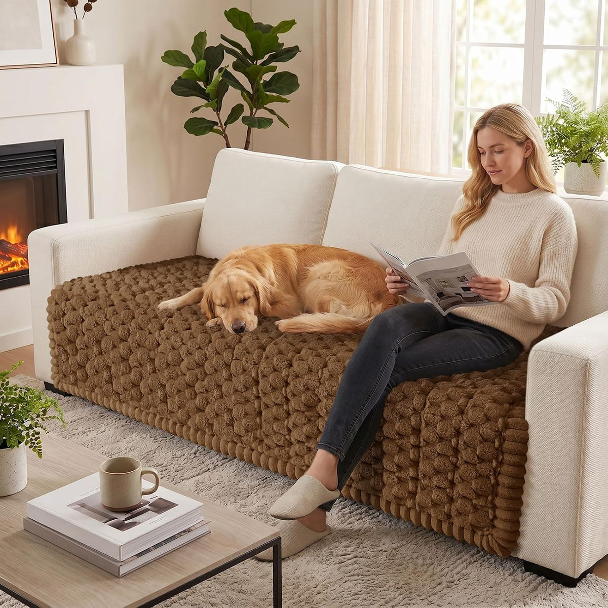 Smiry Couch Covers for Dogs, Non Slip Fuzzy Pet Sofa Protector Washable - Image 5