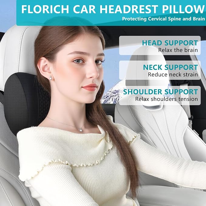 Lumbar Support with Car headrest Back Pillow for Chair Headrest Pillow with Gel Memory Foam Massage Point Memory Foam Back Pillow for Office Chair(Black) - Image 4