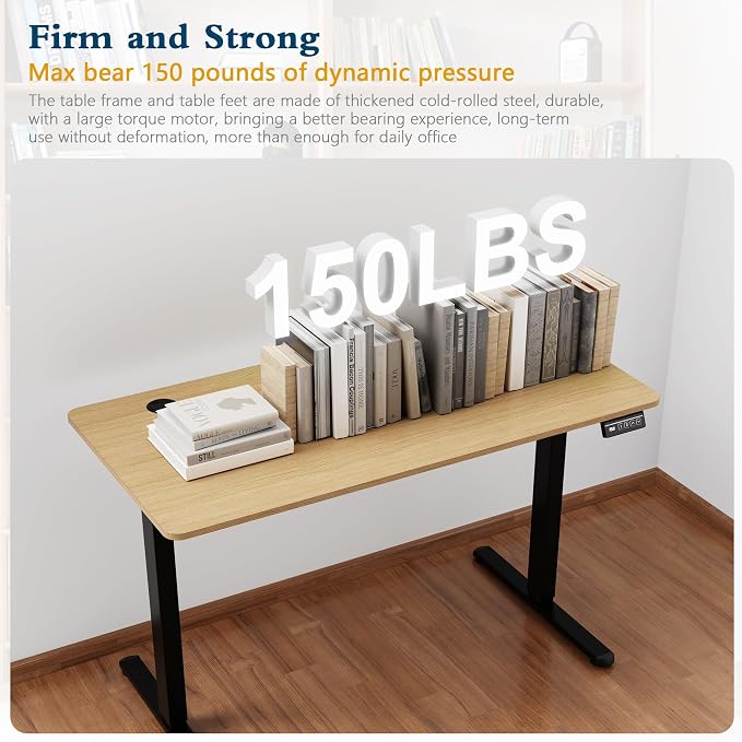 Shintenchi Standing Desk, Height Adjustable Electric Sit Stand up Desk, Ergonomic Rising Computer Table, 48x24 Inch Modern Lift Gaming Desk Workstation for Home Office, Black & Walnut - Image 4
