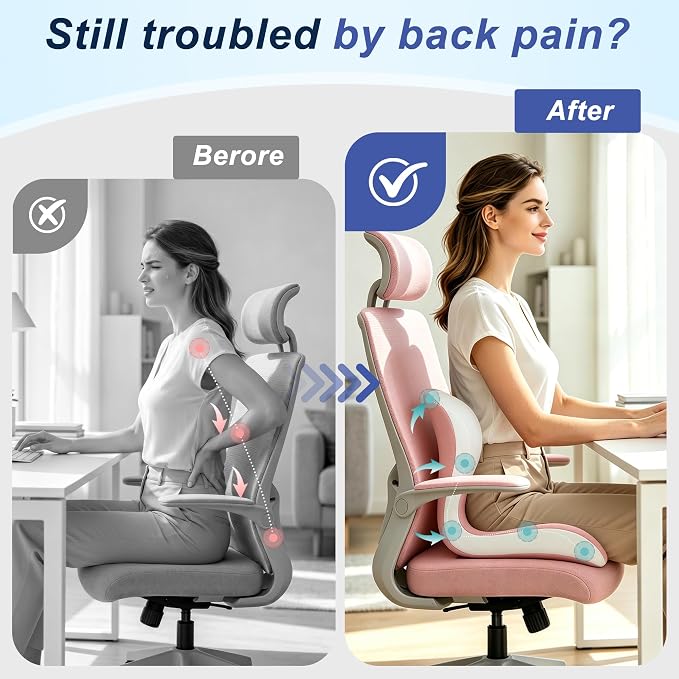 Seat Cushion for Office Chair and Car, Ergonomic Memory Foam Seat Cushion with Lumbar Support Pillow, Orthopedic Cushion for Sciatica & Back Pain, Pink & Light Gray - Image 5