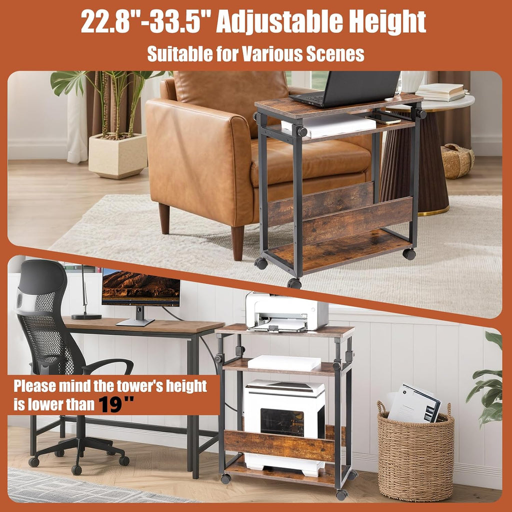 Height Adjustable Computer Tower Stand, Top Adjustable 24"Wx12"Dx23"-38"H - Image 4
