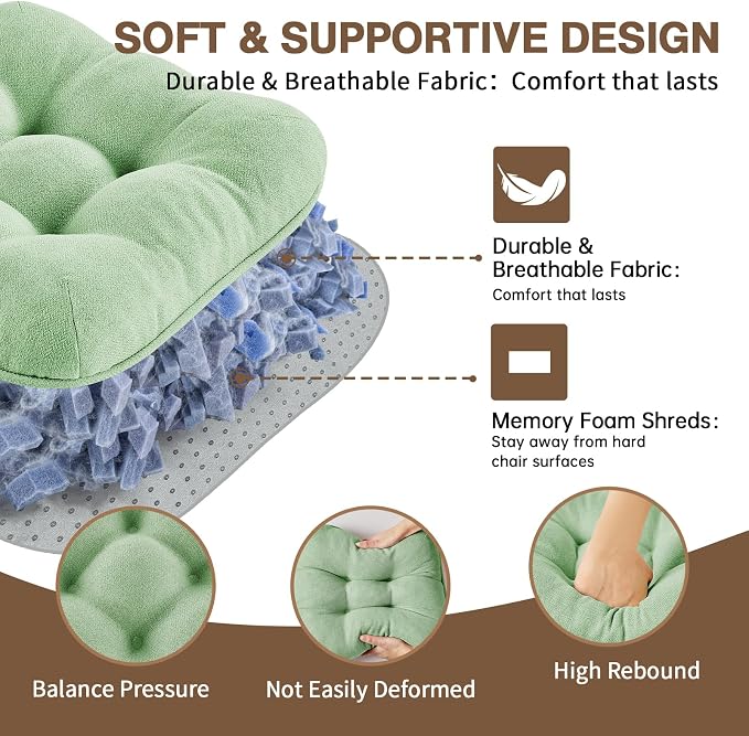 BETU Chair Cushions for Dining Chairs Set of 6,3.5" Thick Kitchen Table Chair Pads with Ties,Non Slip Backing and Covers, Home Decor Seat Cushion for Dining Room,Bar,Patio Chairs15.5"X15.5"X3.5"Green - Image 8