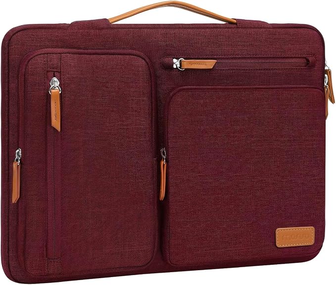 MOSISO 360 Protective Laptop Case 14 inch, 14 inch Laptop Sleeve | Compatible with HP Lenovo Dell ASUS Acer,HP Stream,Dell Latitude, Side Open Carrying Case with 4 Zipper Pockets, Wine Red by MOSISO