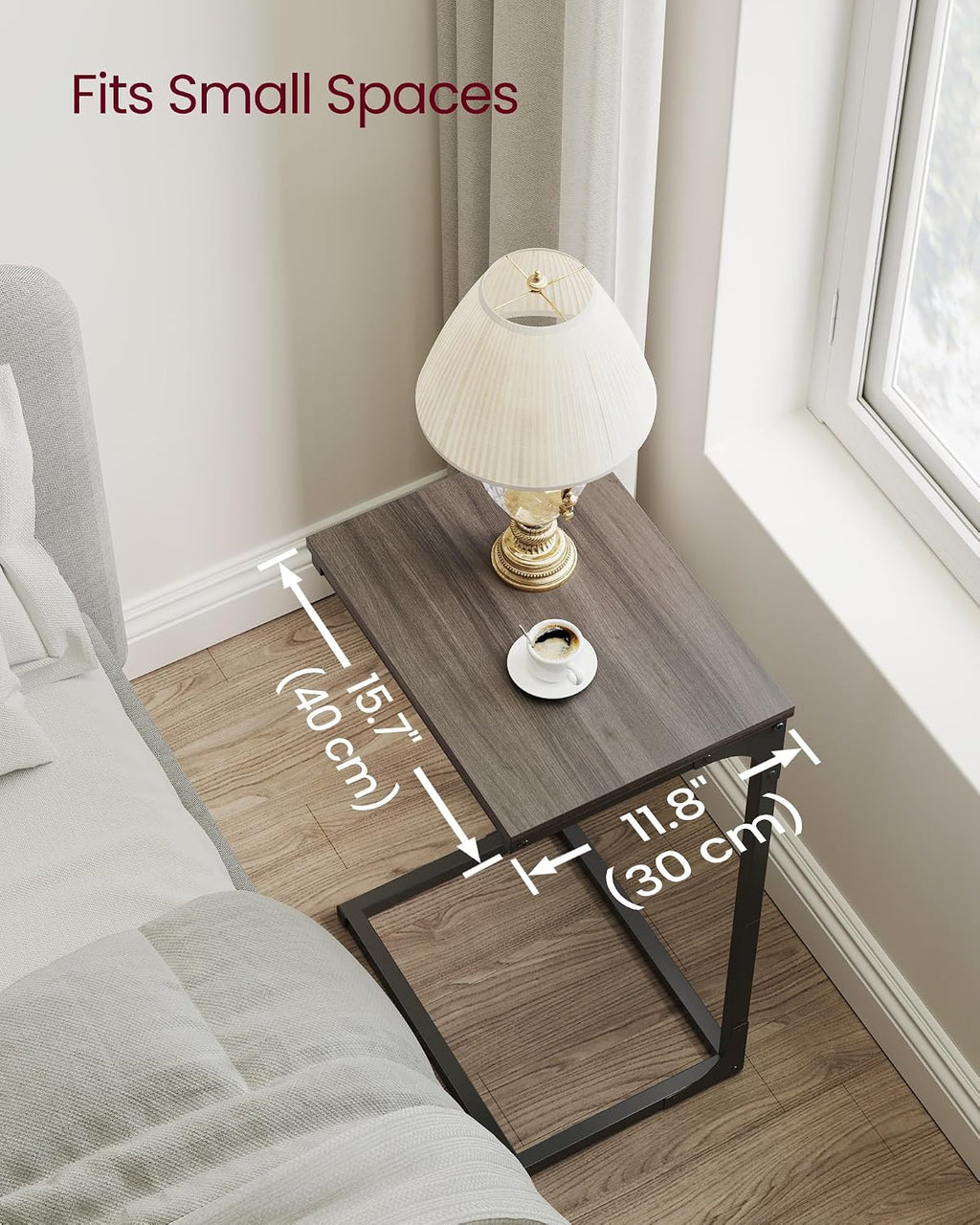 VASAGLE C-Shaped End Table, Couch Side Table for Sofa with Metal Frame - Image 3