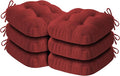 IASEAHK Chair Cushions for Dining Chairs, Dining Chair Cushions, Tufted Indoor Chair Pads with Ties & Non Slip Backing, Seat Cushions for Kitchen Chairs 16.5” x 16.5” x 3.5”, Set of 6, Red by IASEAHK