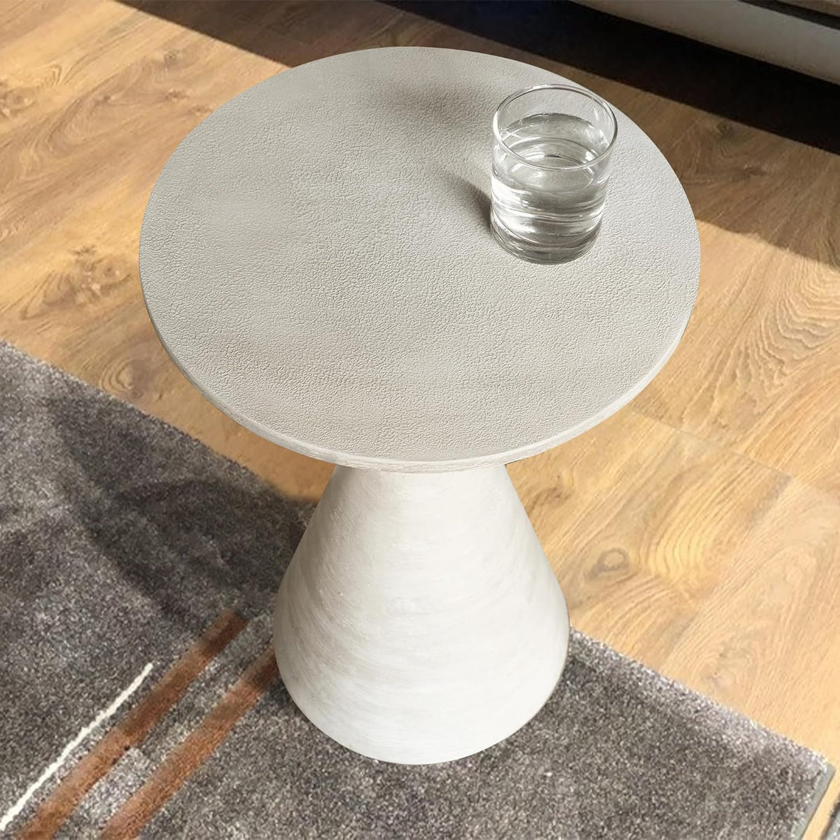COVLON Small Drink Table, Round Martini Table, Drum End Table Side Table, Metal Accent Table,for Small Space Living Room, Bedroom, Dirt - Image 5