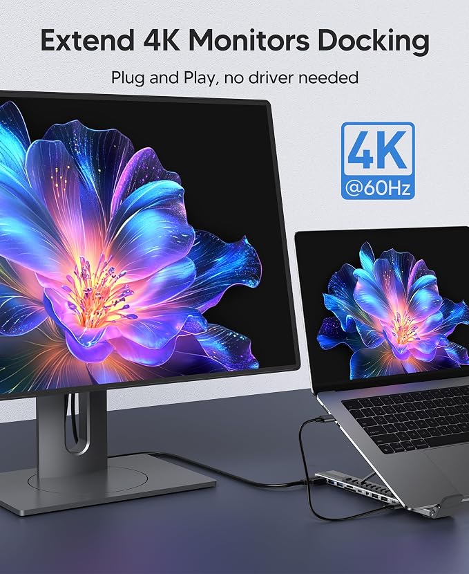 Laptop Docking Station Stand,11 in 1 Laptop Dock Stand with 4K HDMI | 4K@60Hz HDMI, 2 USB A 3.0, 2 USB A 2.0, PD 100W, USB C 3.0+SD&TF+Audio Compatible with Mac Pro/Air/Dell/HP/Surface/Lenovo - Image 5